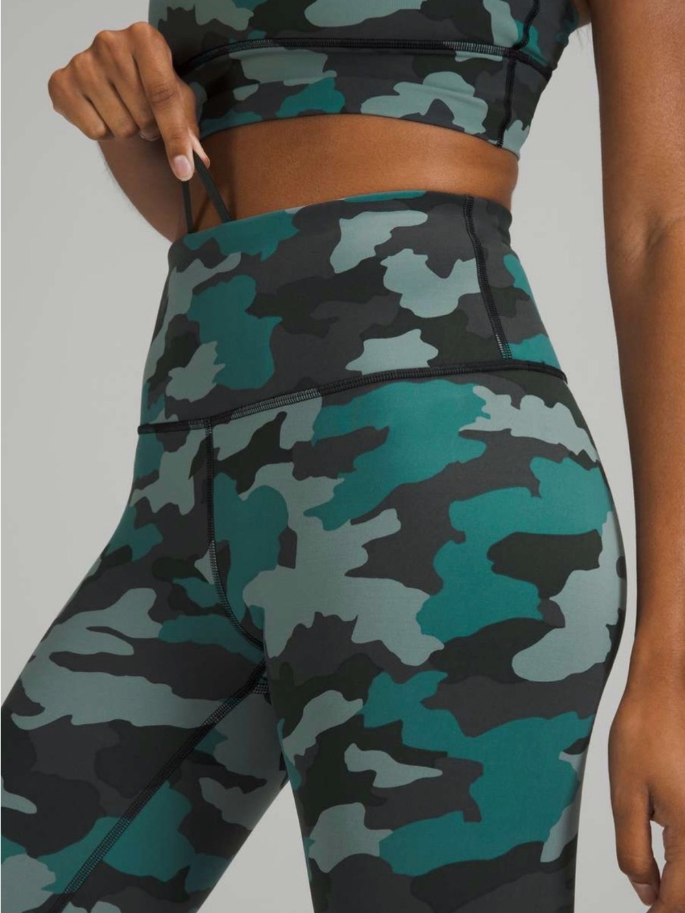 Lululemon Wunder Train 25” Tidewater Teal Camo Leggings Size 8